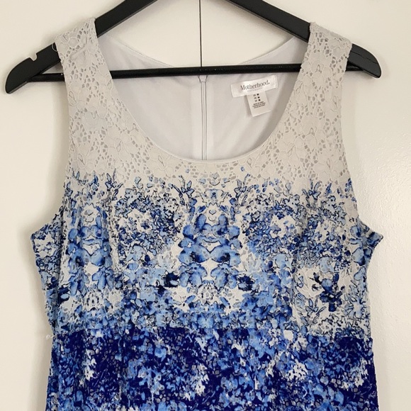 Motherhood Maternity Eyelet Dress, White/Blue - Medium - Picture 2 of 4